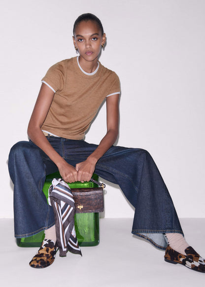 ME+EM Light Brown Barely There Contrast Trim Knit Baby Tee