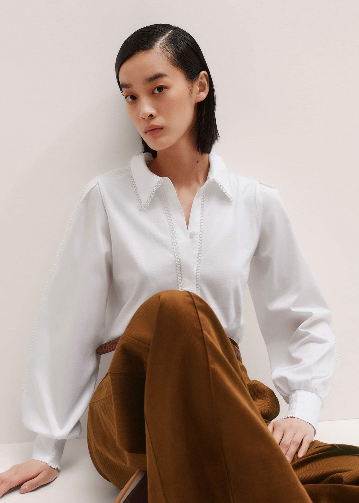 ME+EM White Collared Layering Top