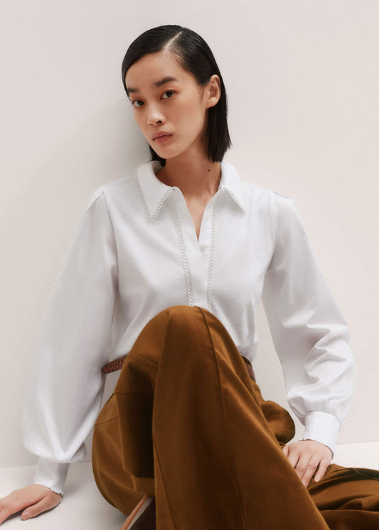 ME+EM White Collared Layering Top