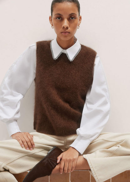 ME+EM White Collared Layering Top