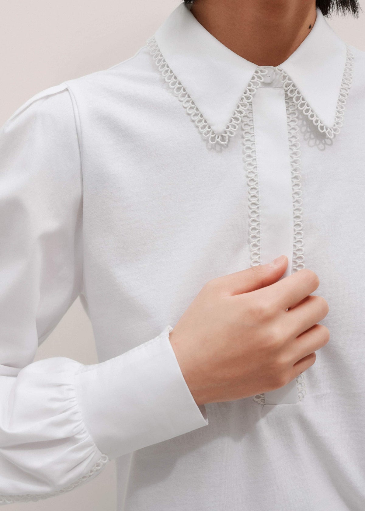 ME+EM White Collared Layering Top