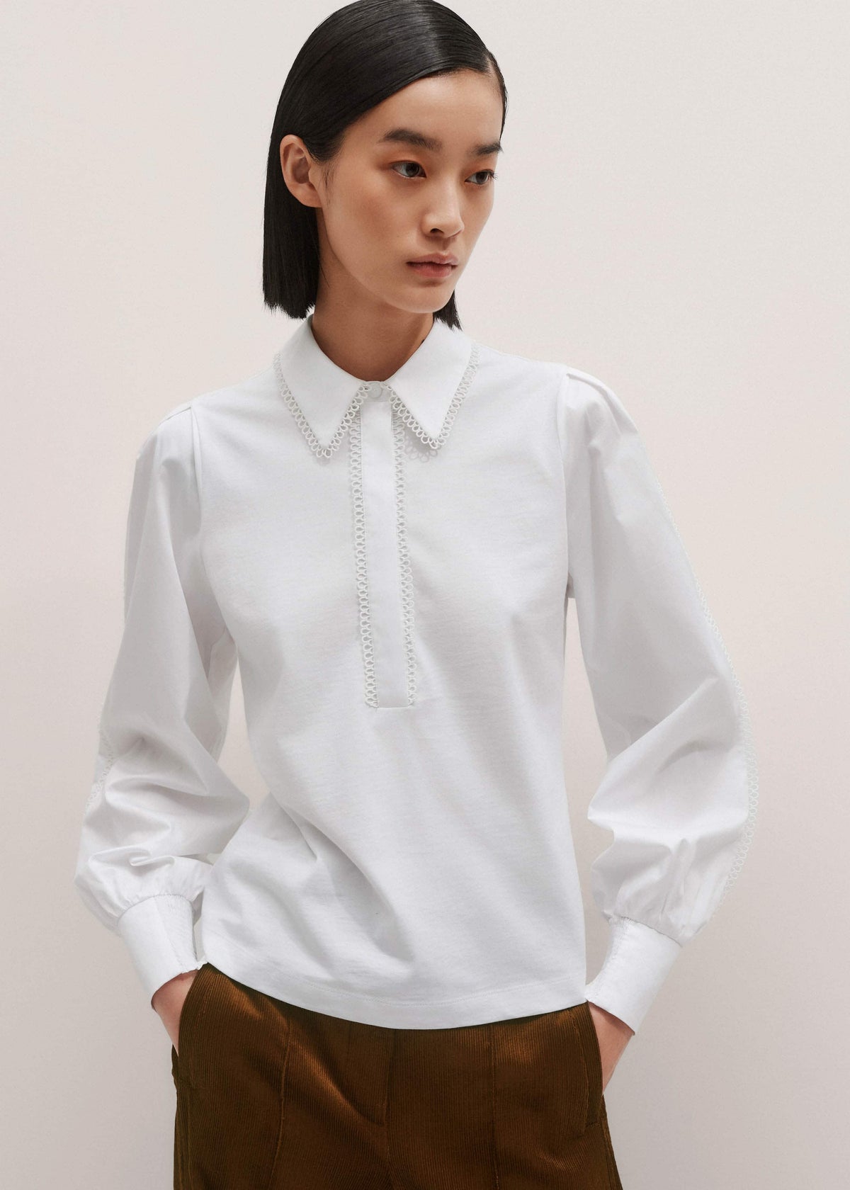 ME+EM White Collared Layering Top