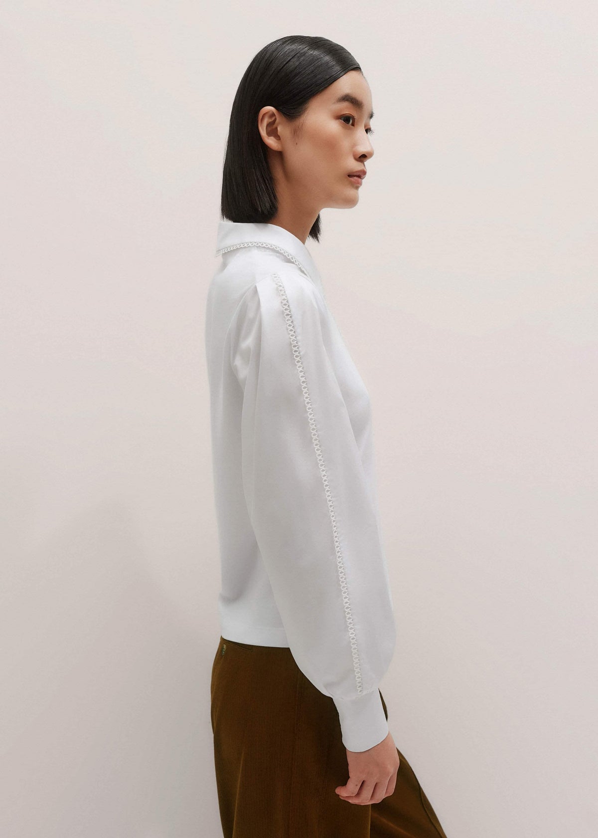 ME+EM White Collared Layering Top