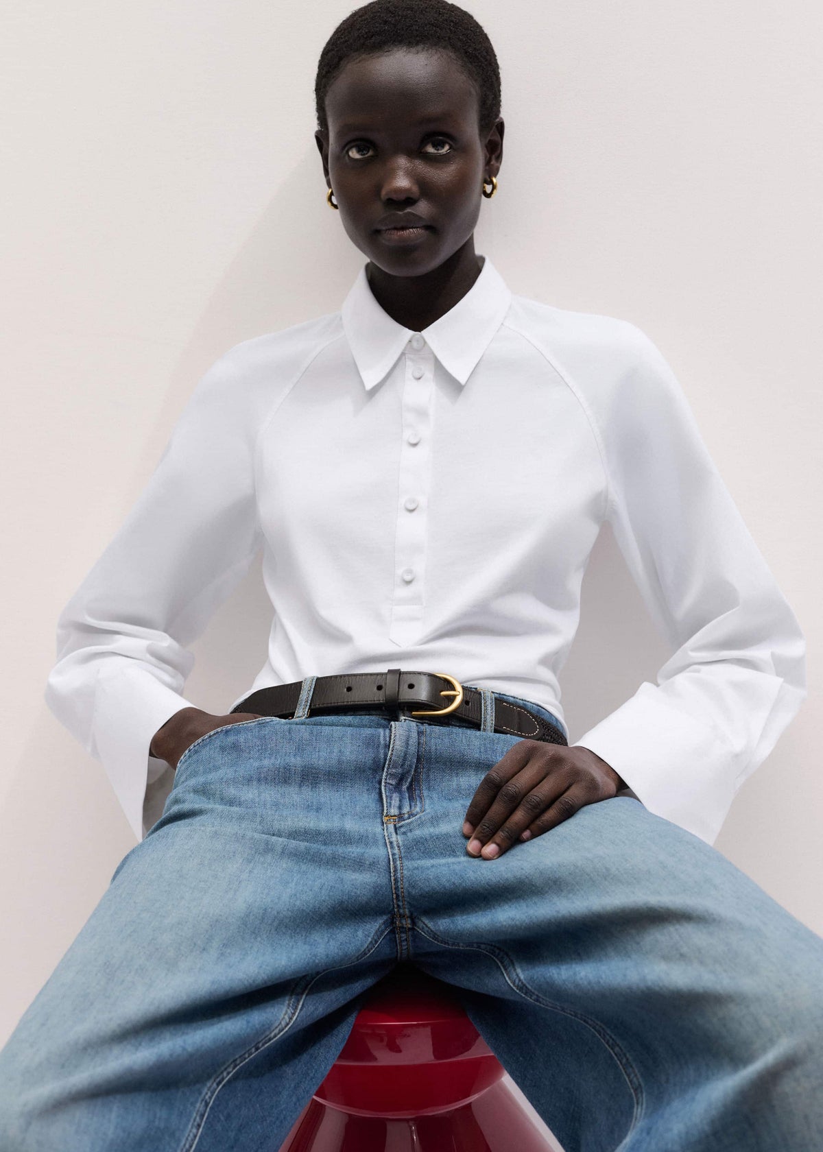 ME+EM White Raglan Shirt Layering Top