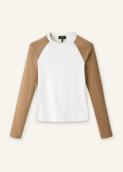 ME+EM Cream Ultimate Slim Baseball Top