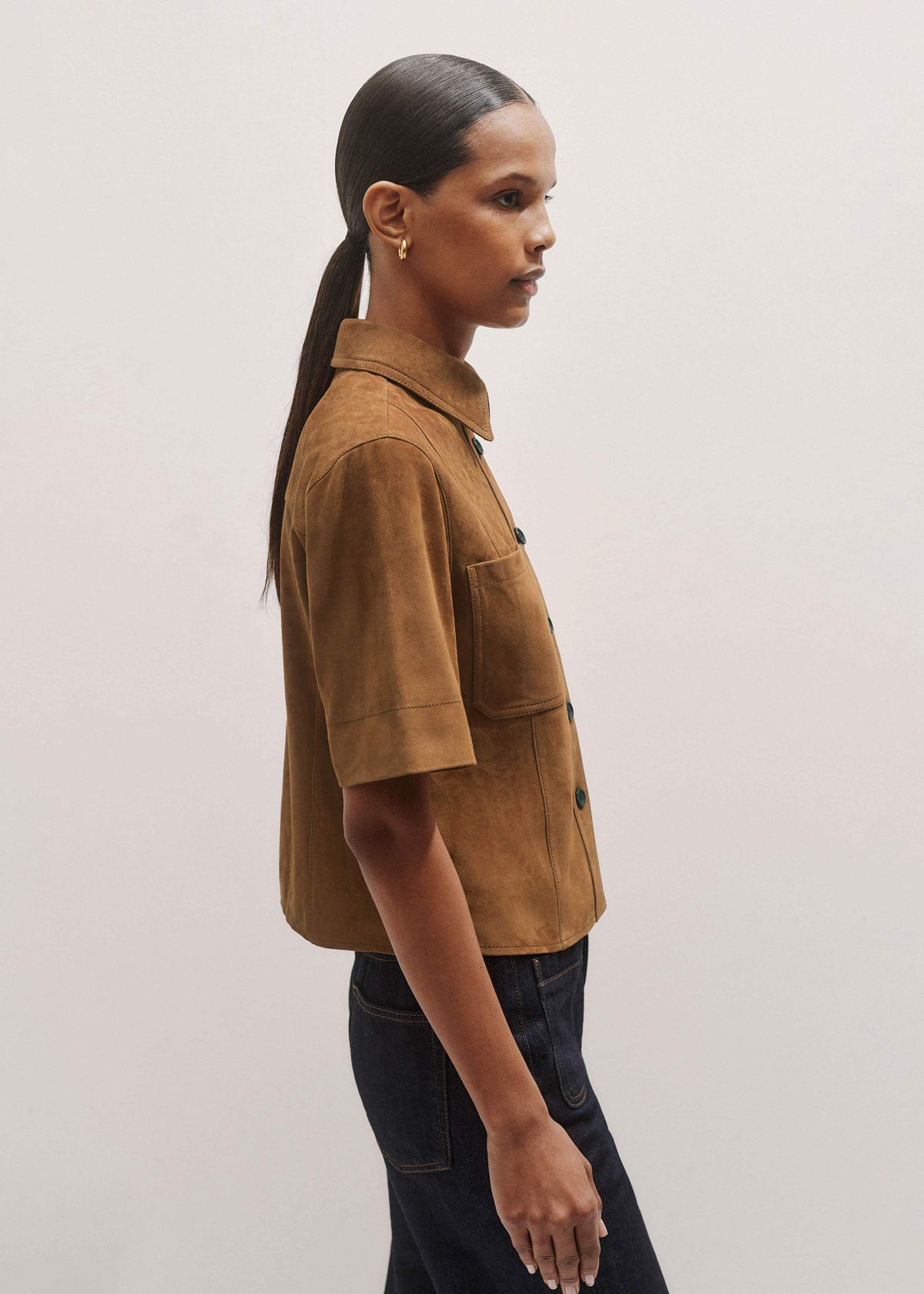 ME+EM Brown Paneled Shirt