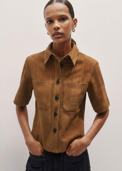 ME+EM Brown Paneled Shirt