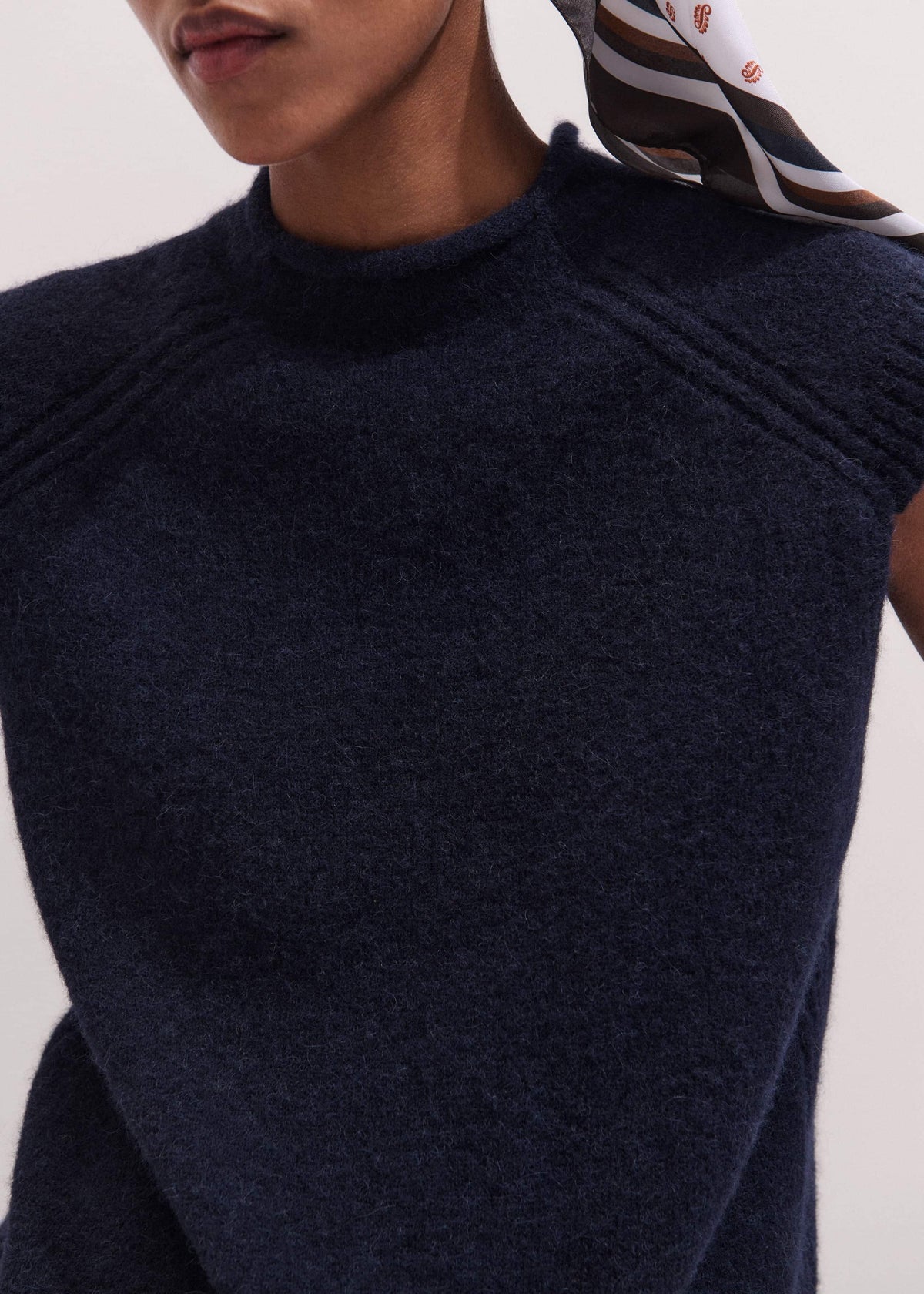 ME+EM Navy Roll Trim Straight Layering Sweater Vest