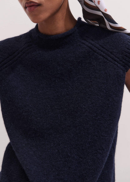 ME+EM Navy Roll Trim Straight Layering Sweater Vest