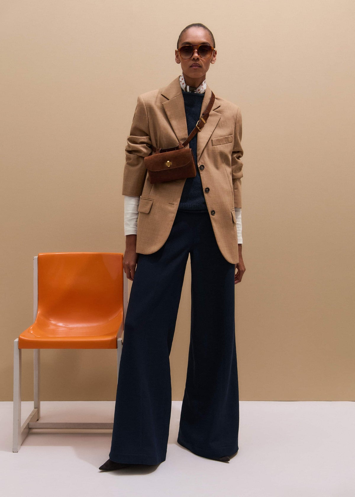 ME+EM Navy Roll Trim Straight Layering Sweater Vest