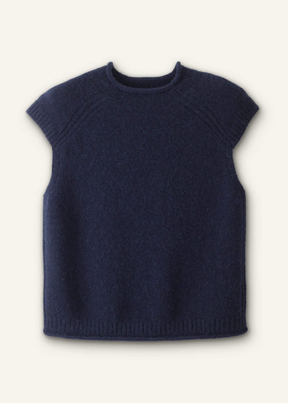 ME+EM Navy Roll Trim Straight Layering Sweater Vest