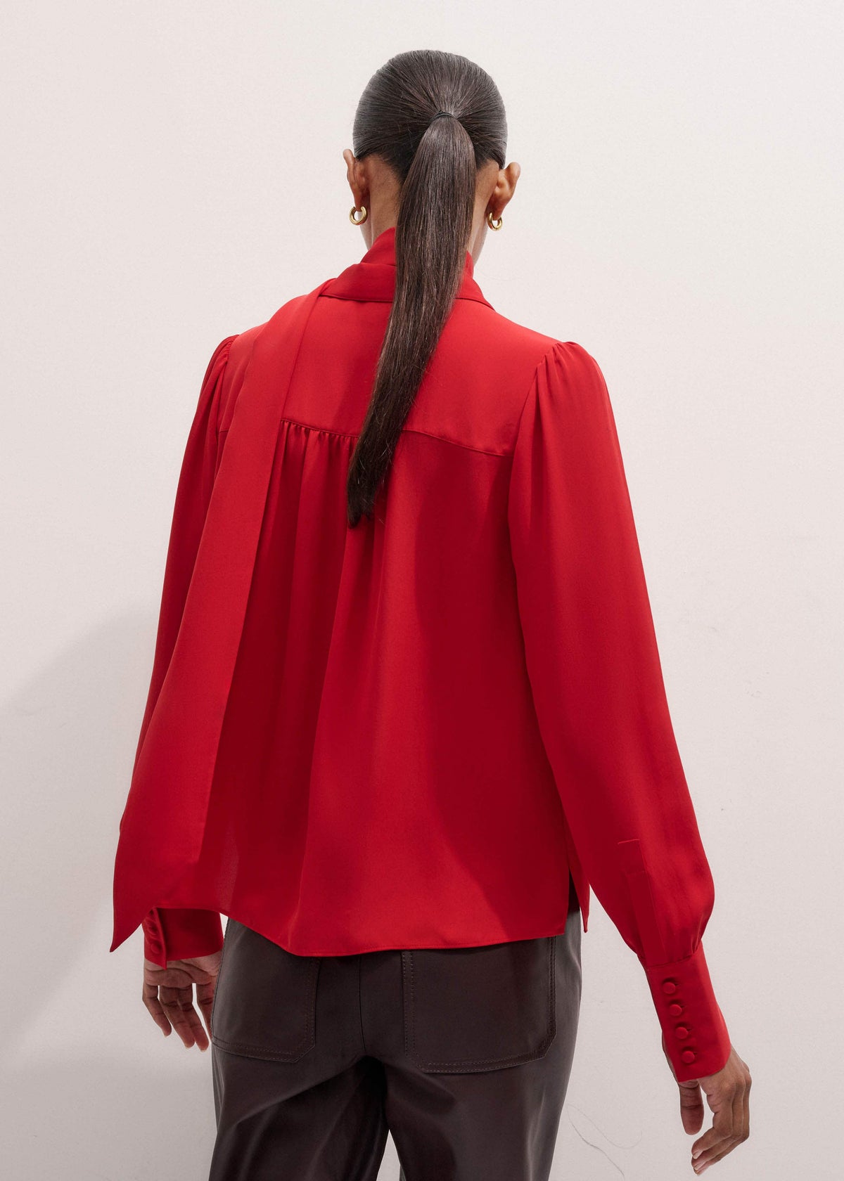 ME+EM Red Silk Button Layering Shirt + Tie