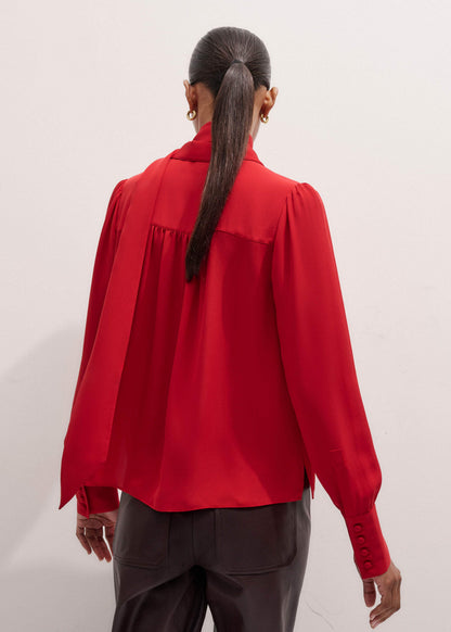 ME+EM Red Silk Button Layering Shirt + Tie