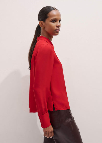 ME+EM Red Silk Button Layering Shirt + Tie