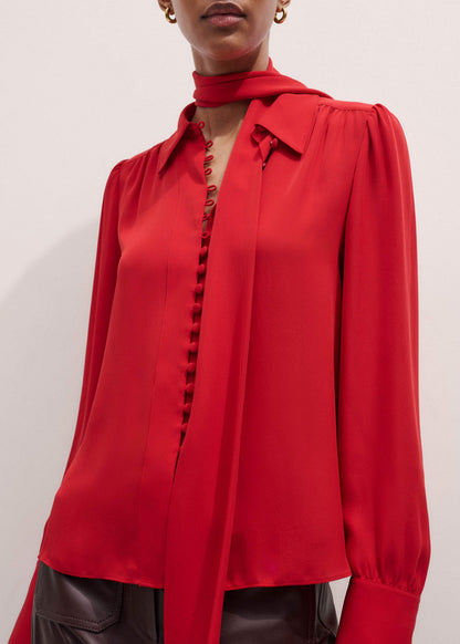 ME+EM Red Silk Button Layering Shirt + Tie
