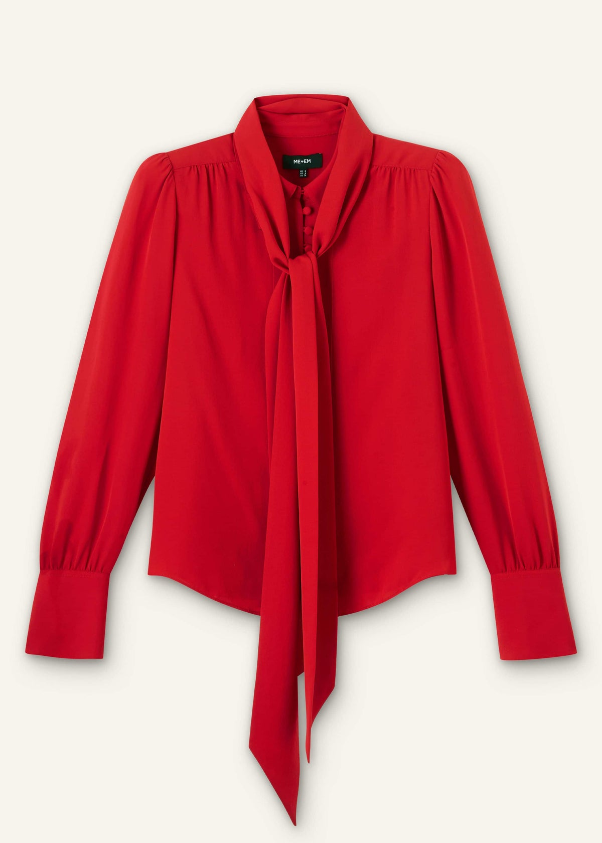ME+EM Red Silk Button Layering Shirt + Tie