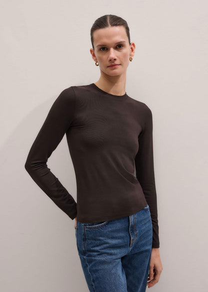 ME+EM Brown Slim Crew Neck Top
