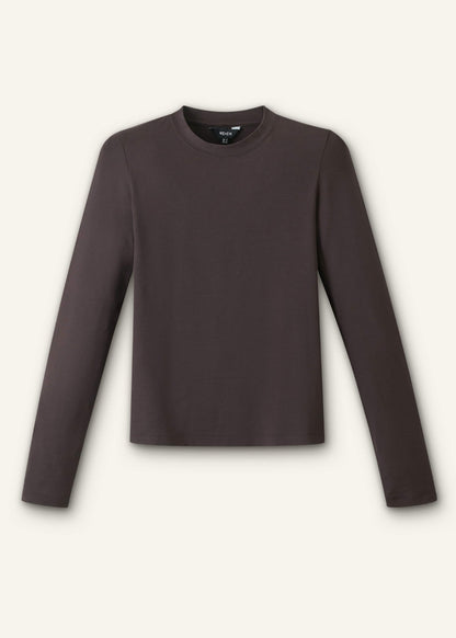 ME+EM Brown Slim Crew Neck Top
