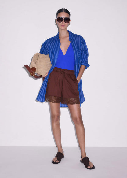 ME+EM Blue Striped Oversized Beach Shirt