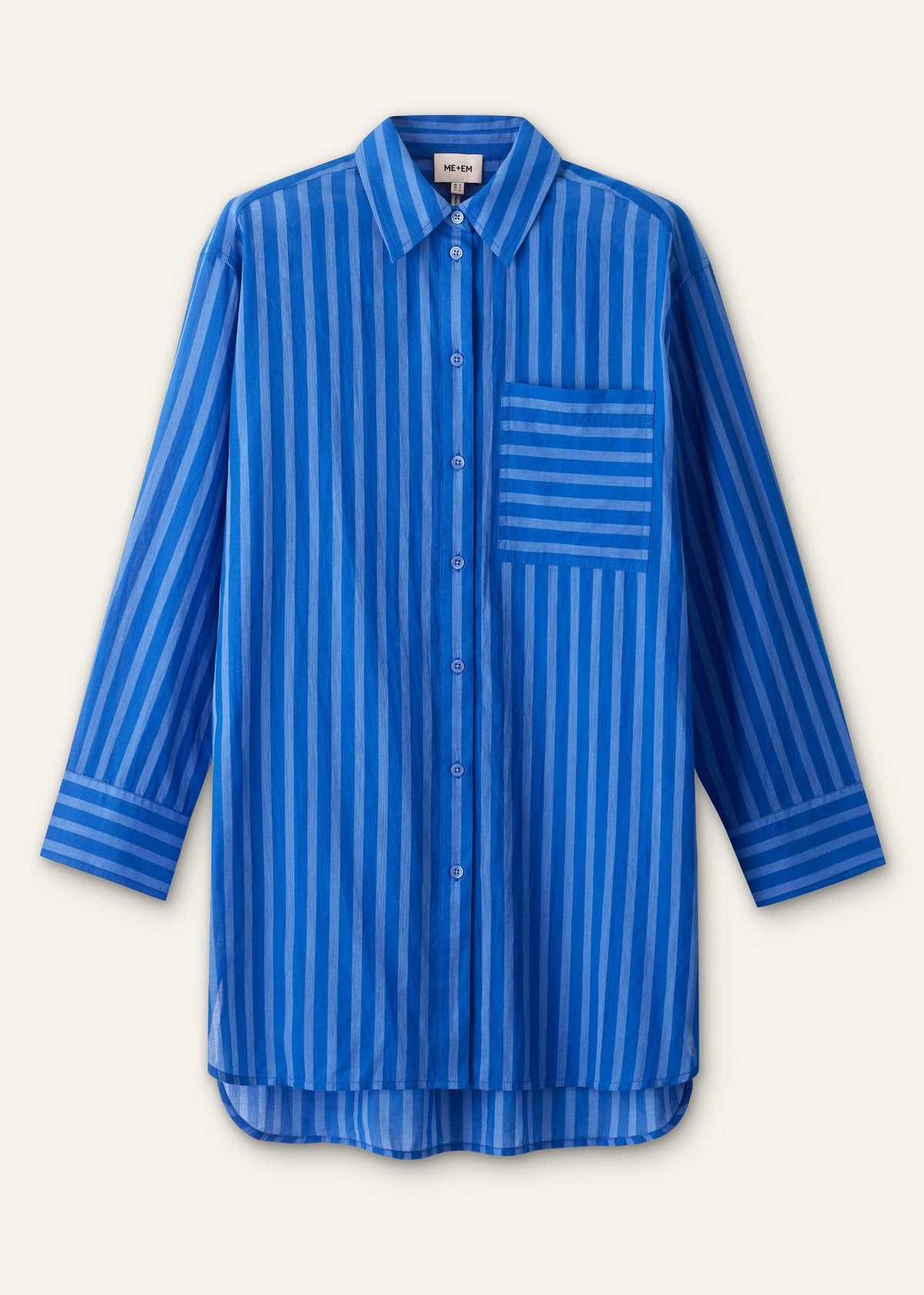 ME+EM Blue Striped Oversized Beach Shirt