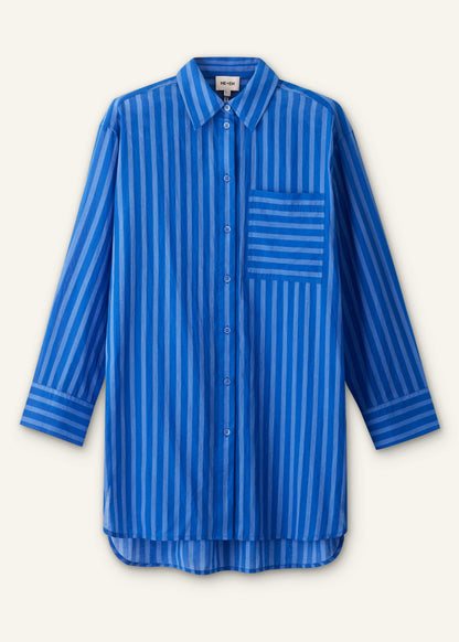 ME+EM Blue Striped Oversized Beach Shirt