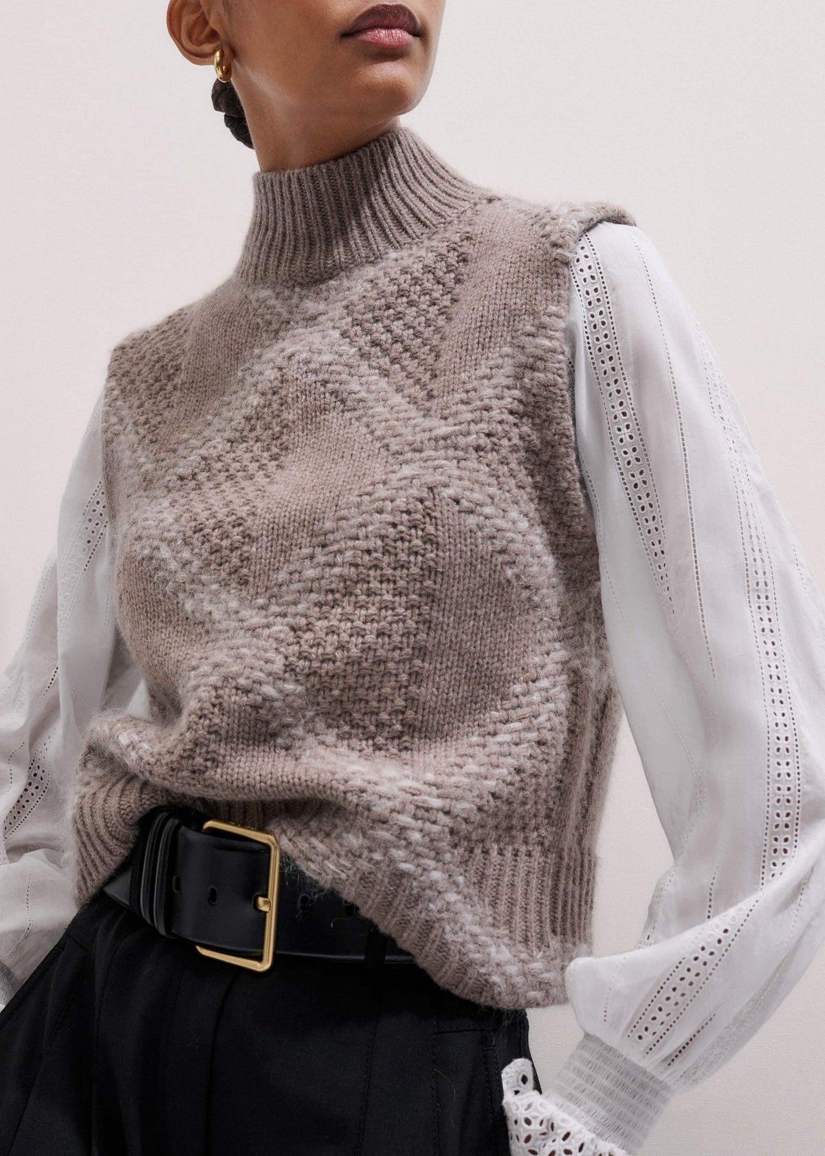 ME+EM White Cotton Broderie Detail Straight Shirt