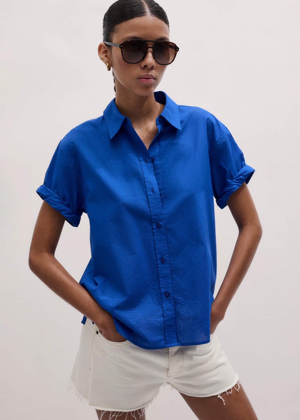 ME+EM Blue Turn-Up Cuff Shirt