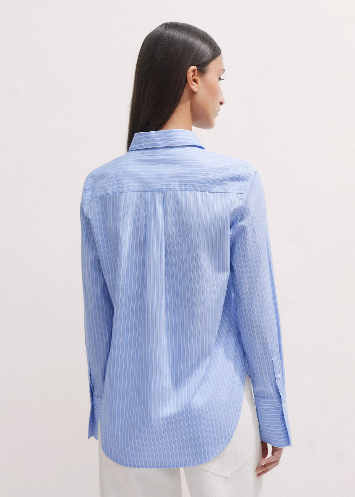 ME+EM Blue Cotton Stripe Shirt