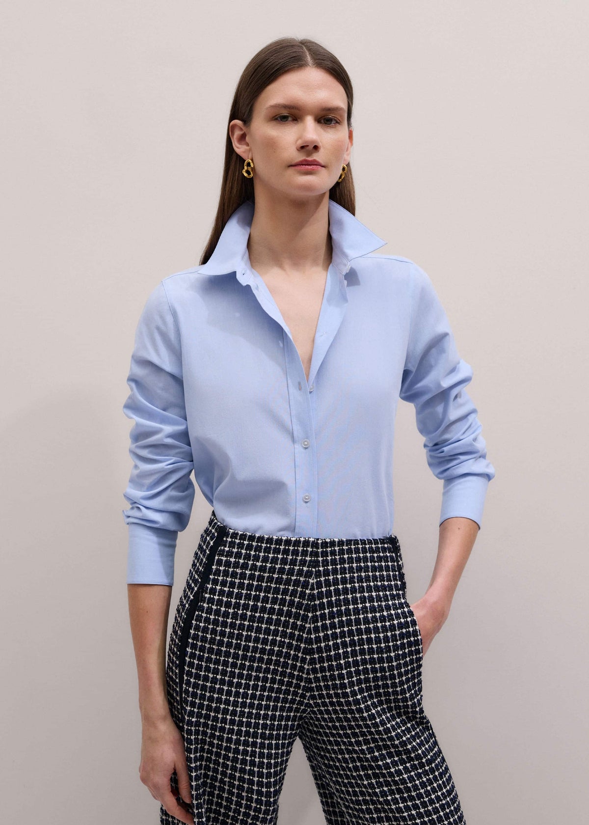 ME+EM Blue Travel Layering Shirt