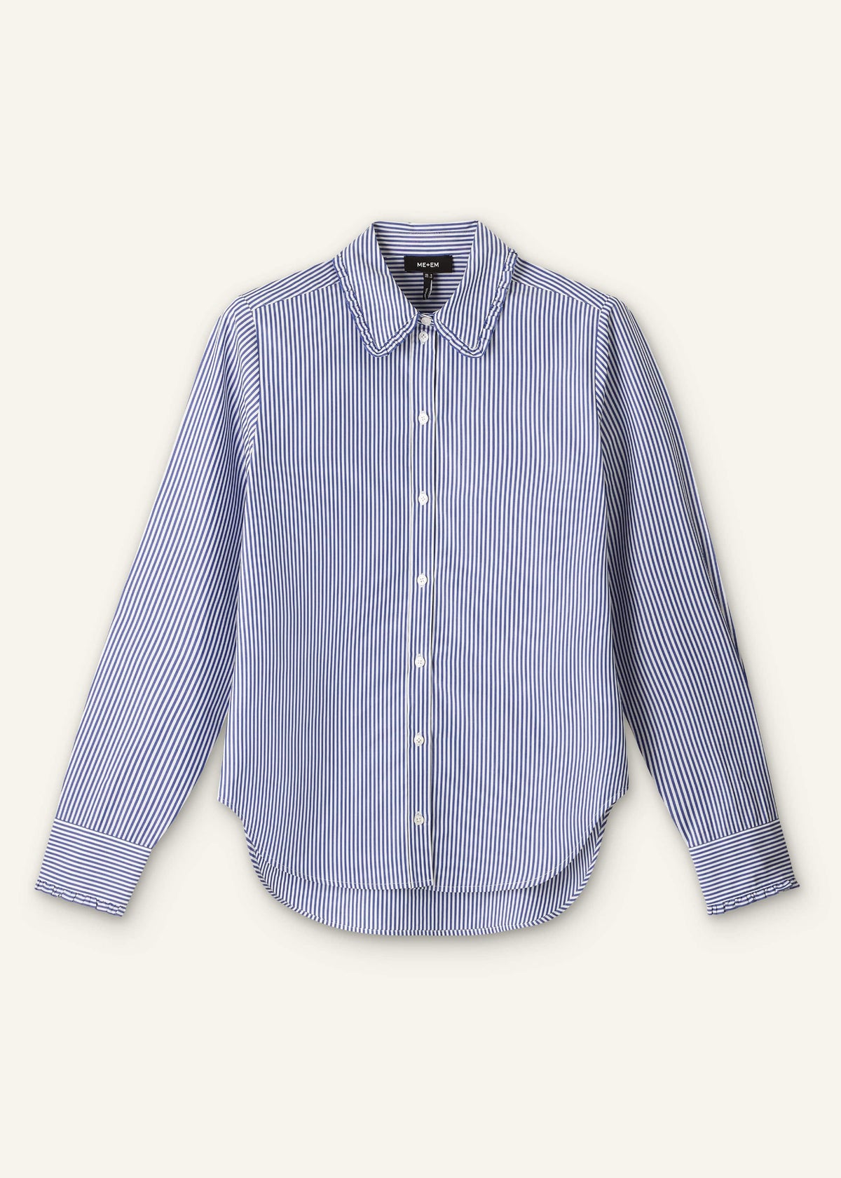 ME+EM Navy Stripe Frill Collar Forever Shirt
