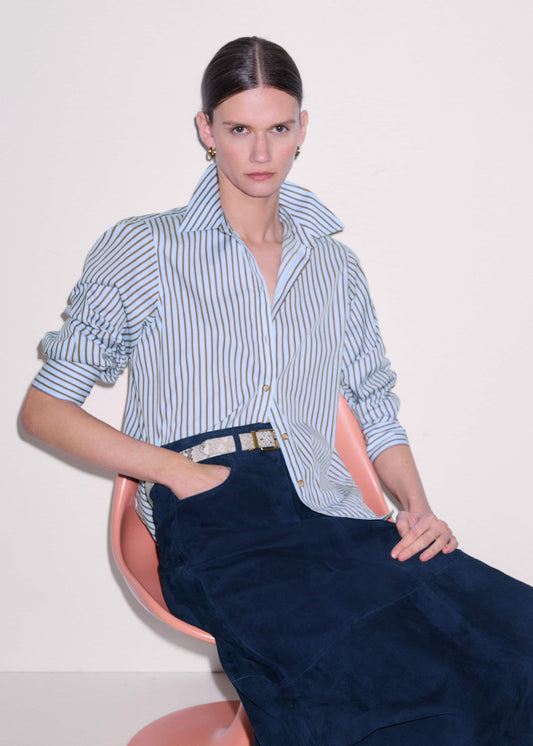ME+EM Blue Stripe Relaxed Forever Shirt