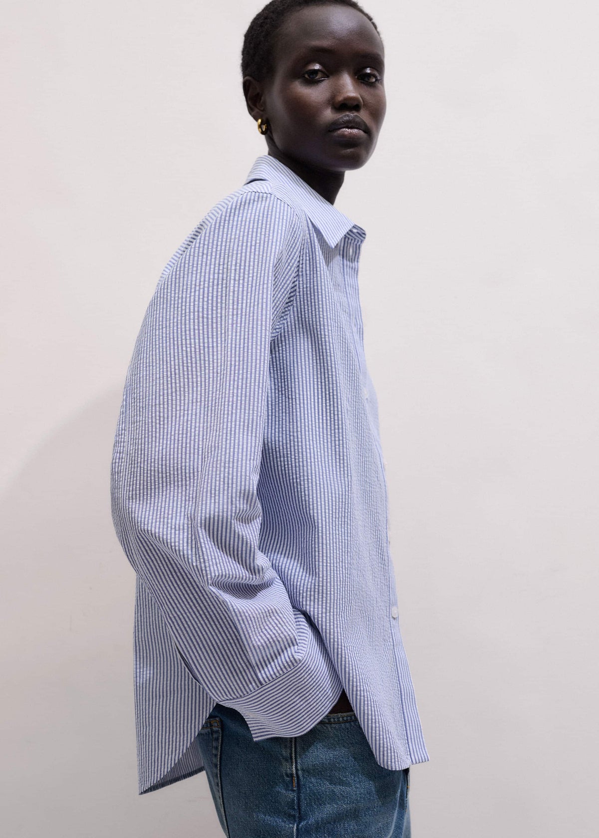 ME+EM Blue Stripe Relaxed Forever Shirt