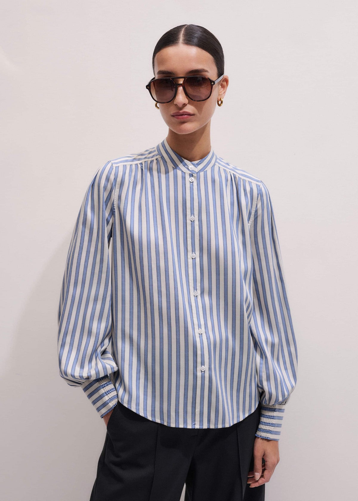 ME+EM Blue Soft Stripe Shirt + Neck Tie