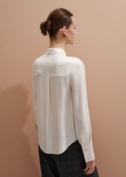 ME+EM Cream AM-PM Stripe Fluid Satin Shirt + Tie