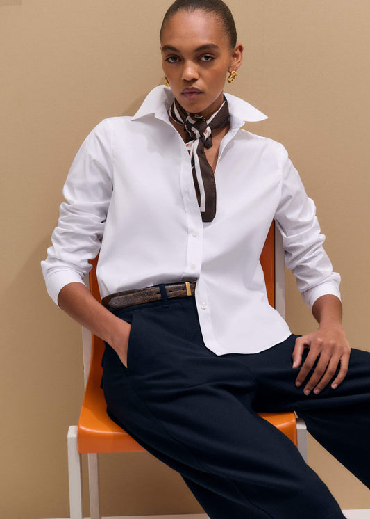 ME+EM White Icon Fitted Swan Logo Shirt