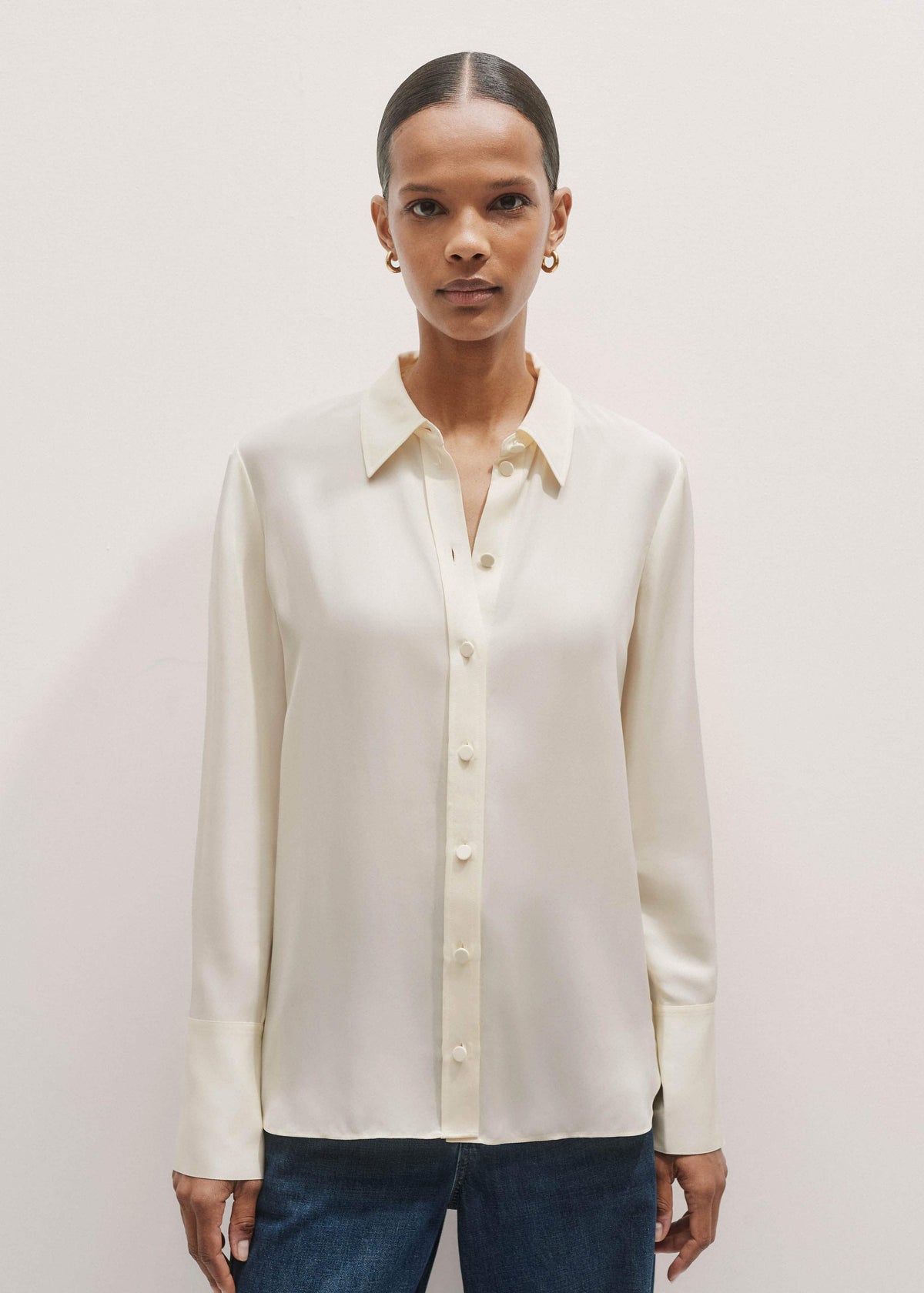 ME+EM Cream Silk Shirt