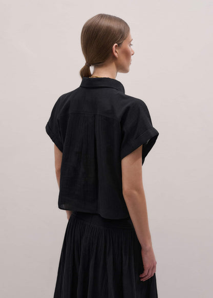 ME+EM Black Tie Front Beach Shirt
