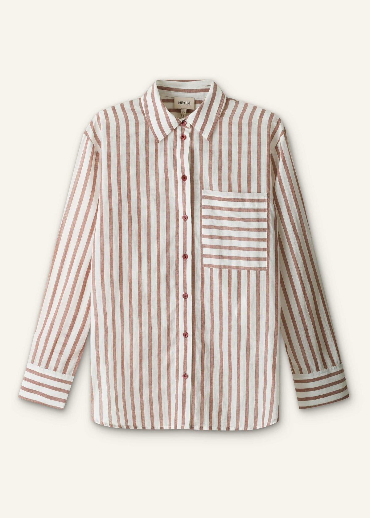 ME+EM Cinnamon Brown Stripe Boyfriend Shirt