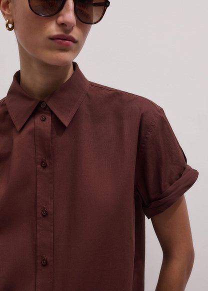 ME+EM Cinnamon Brown Turn-Up Cuff Shirt