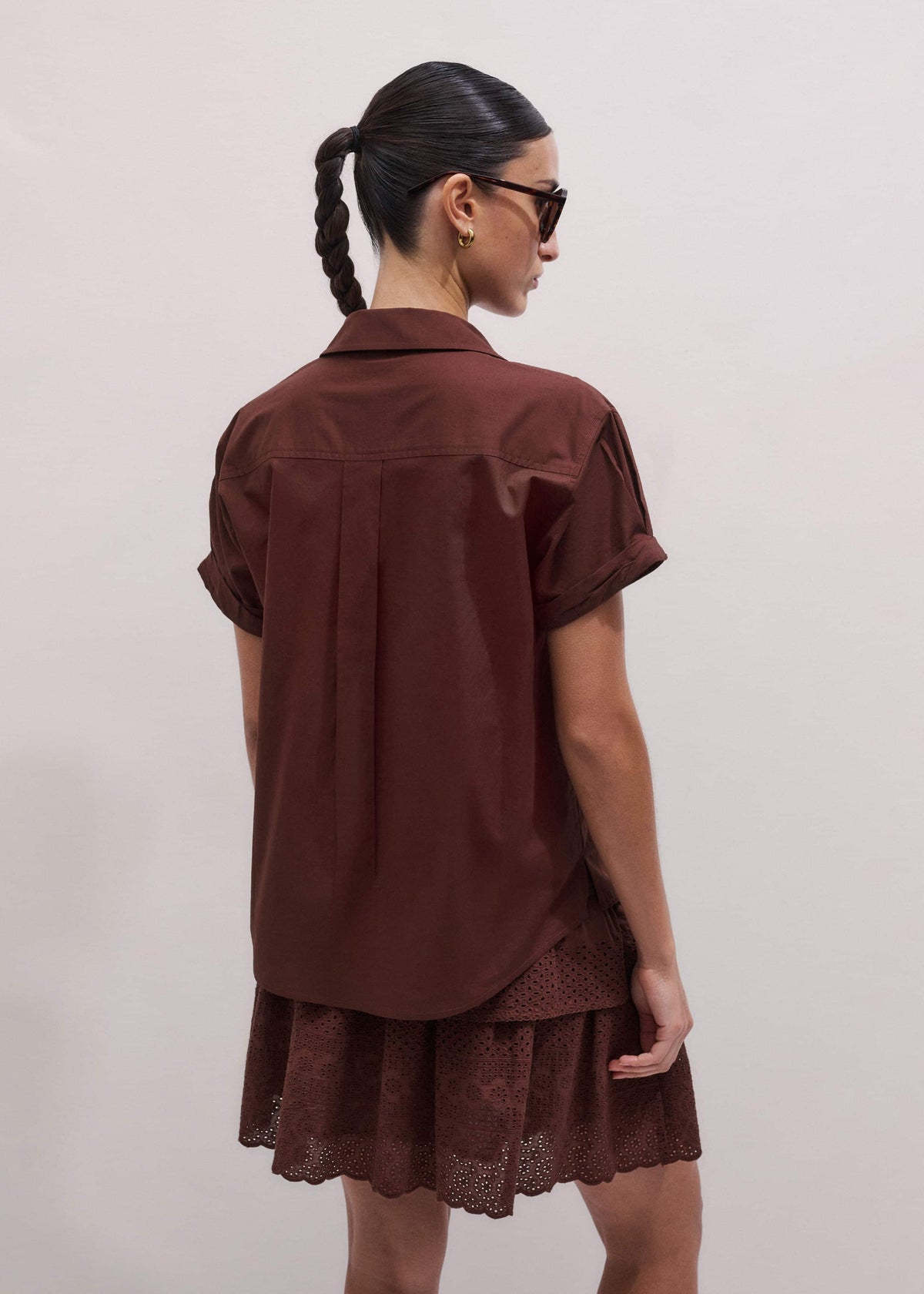 ME+EM Cinnamon Brown Turn-Up Cuff Shirt