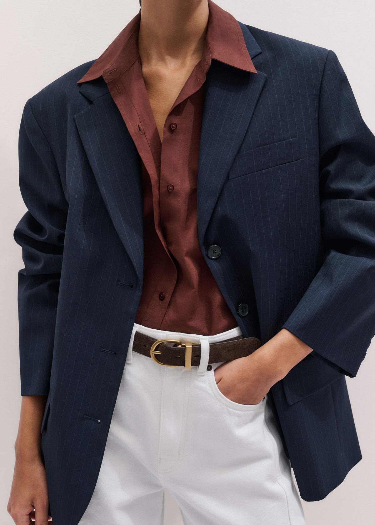 ME+EM Cinnamon Brown Turn-Up Cuff Shirt