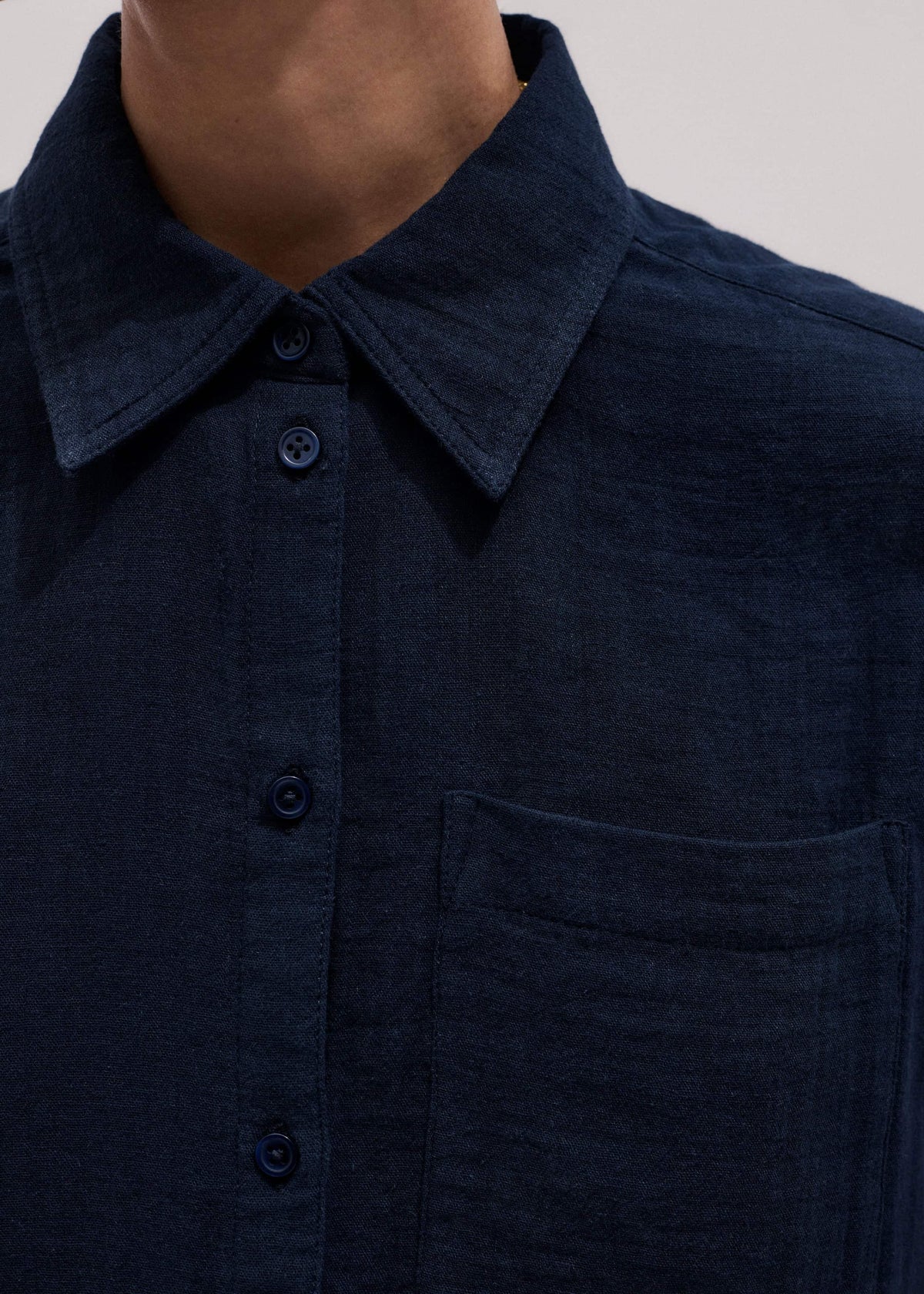 ME+EM Navy Cheesecloth Relaxed Summer Shirt