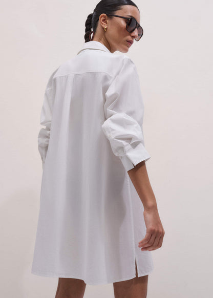 ME+EM White Relaxed Short Swing Shirt Dress