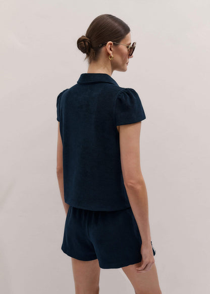 ME+EM Navy Sporty Smart Polo Top
