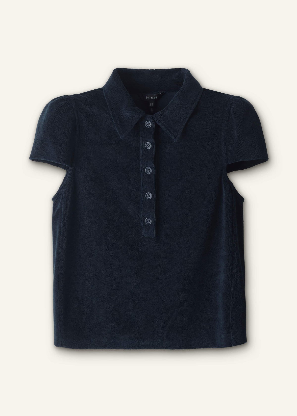 ME+EM Navy Sporty Smart Polo Top