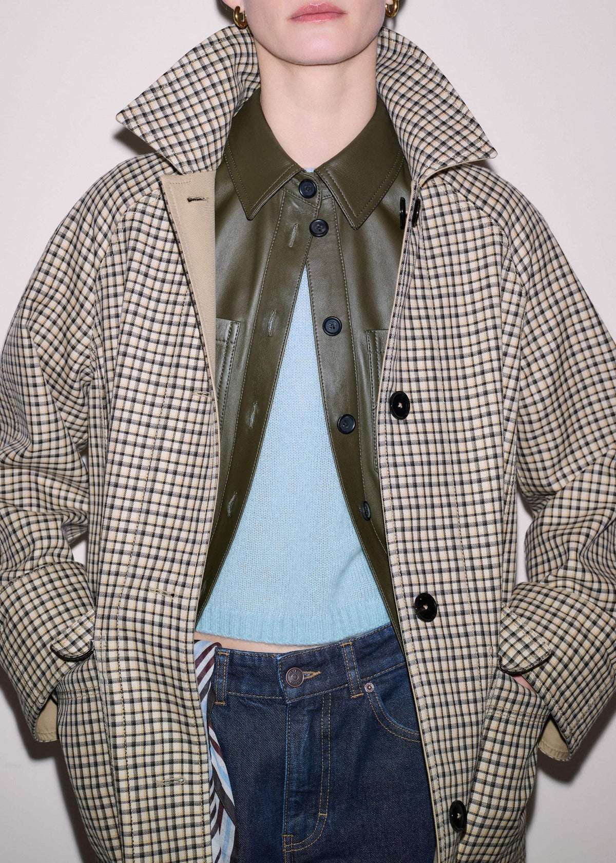 ME+EM Olive Green Leather Utility Shirt