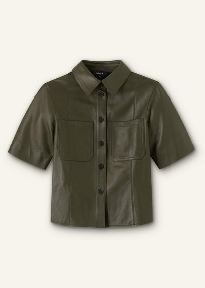 ME+EM Olive Green Leather Utility Shirt