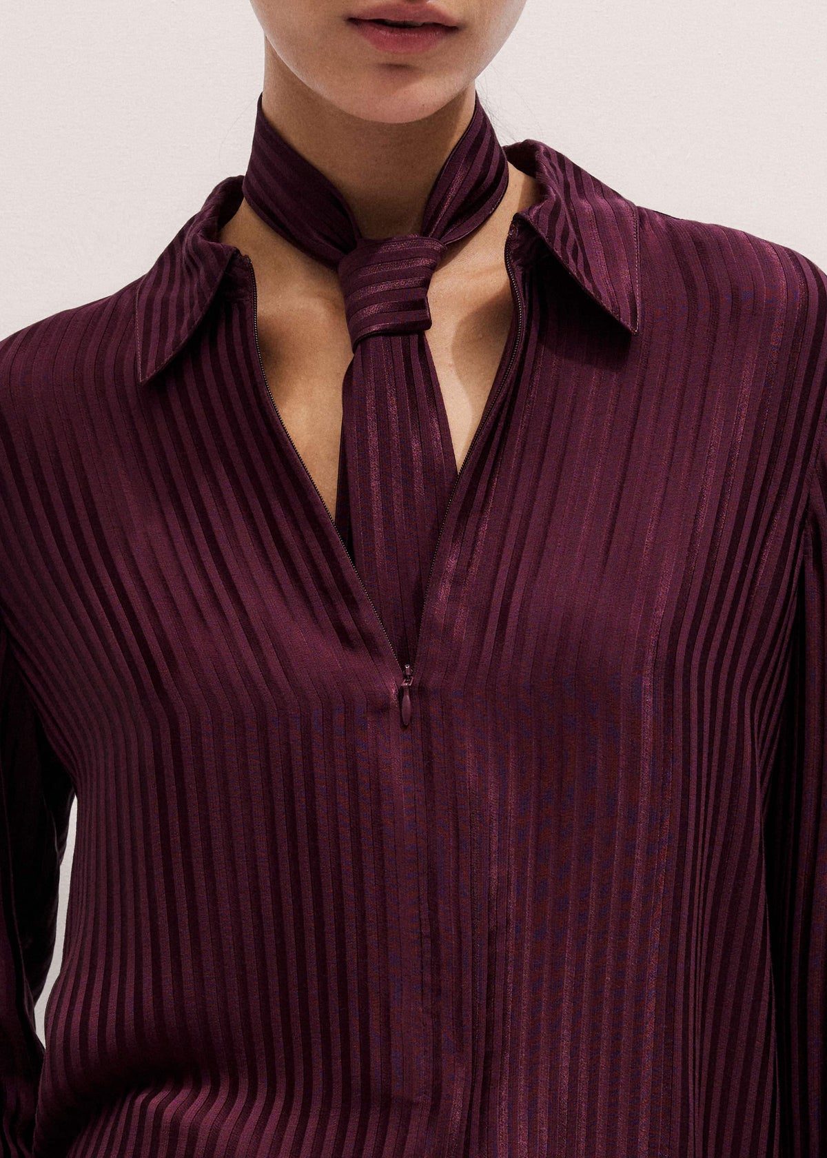 ME+EM Red AM-PM Fluid Satin Shirt + Tie