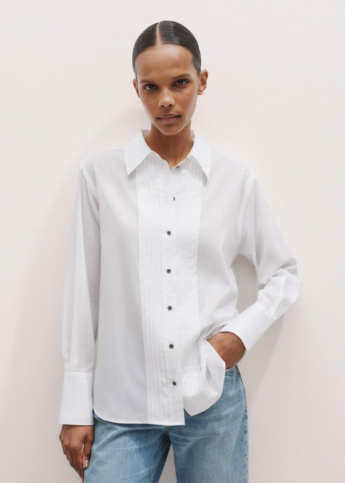 ME+EM White Relaxed Tux Shirt