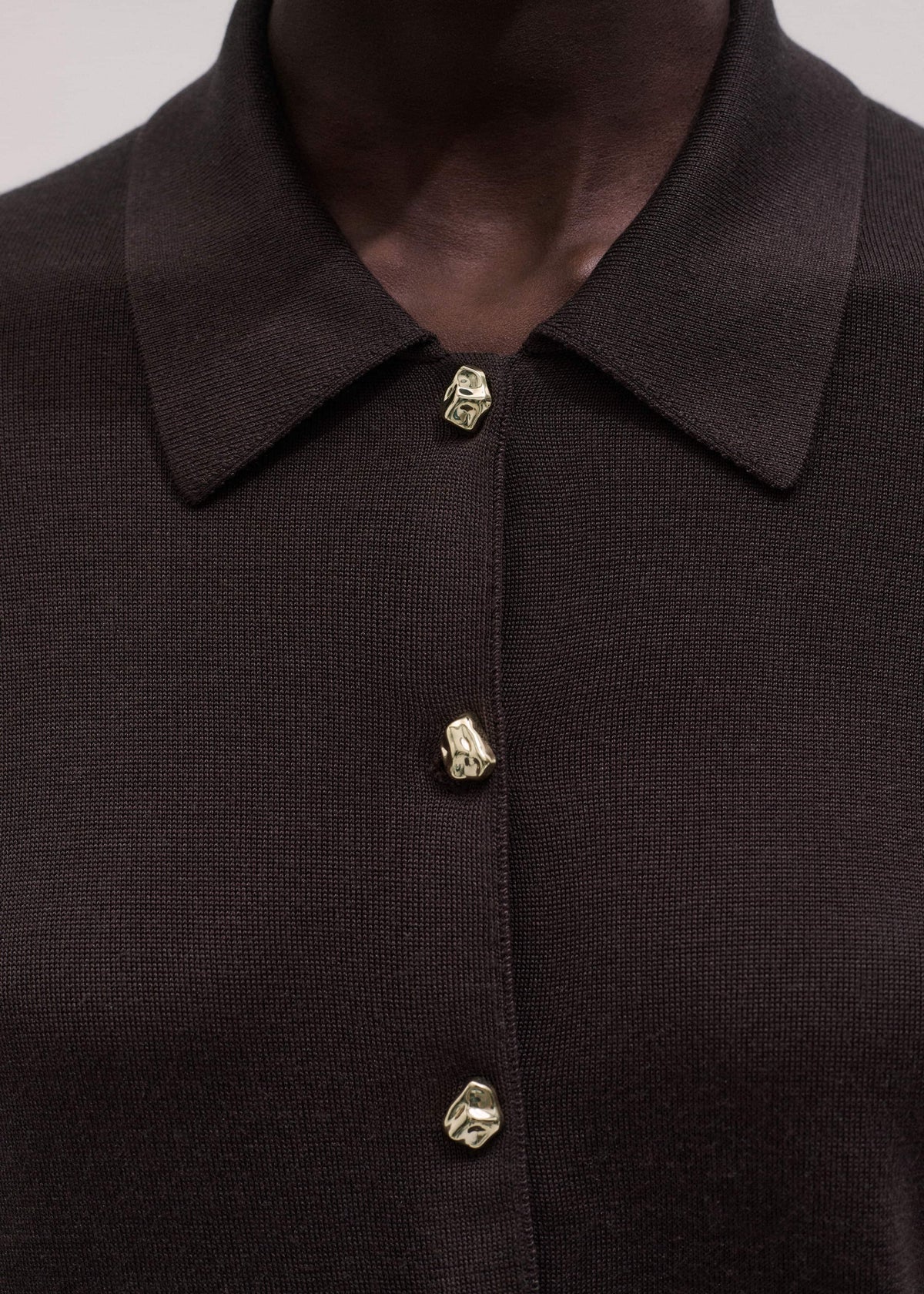 ME+EM Brown Luxe Knit Slim Shirt